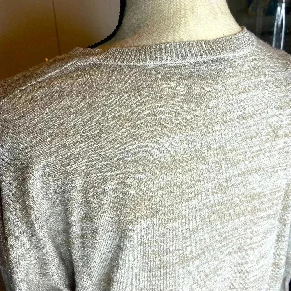 Joie Calee V-Neck Knit Sweater in Beige/Gold Size S